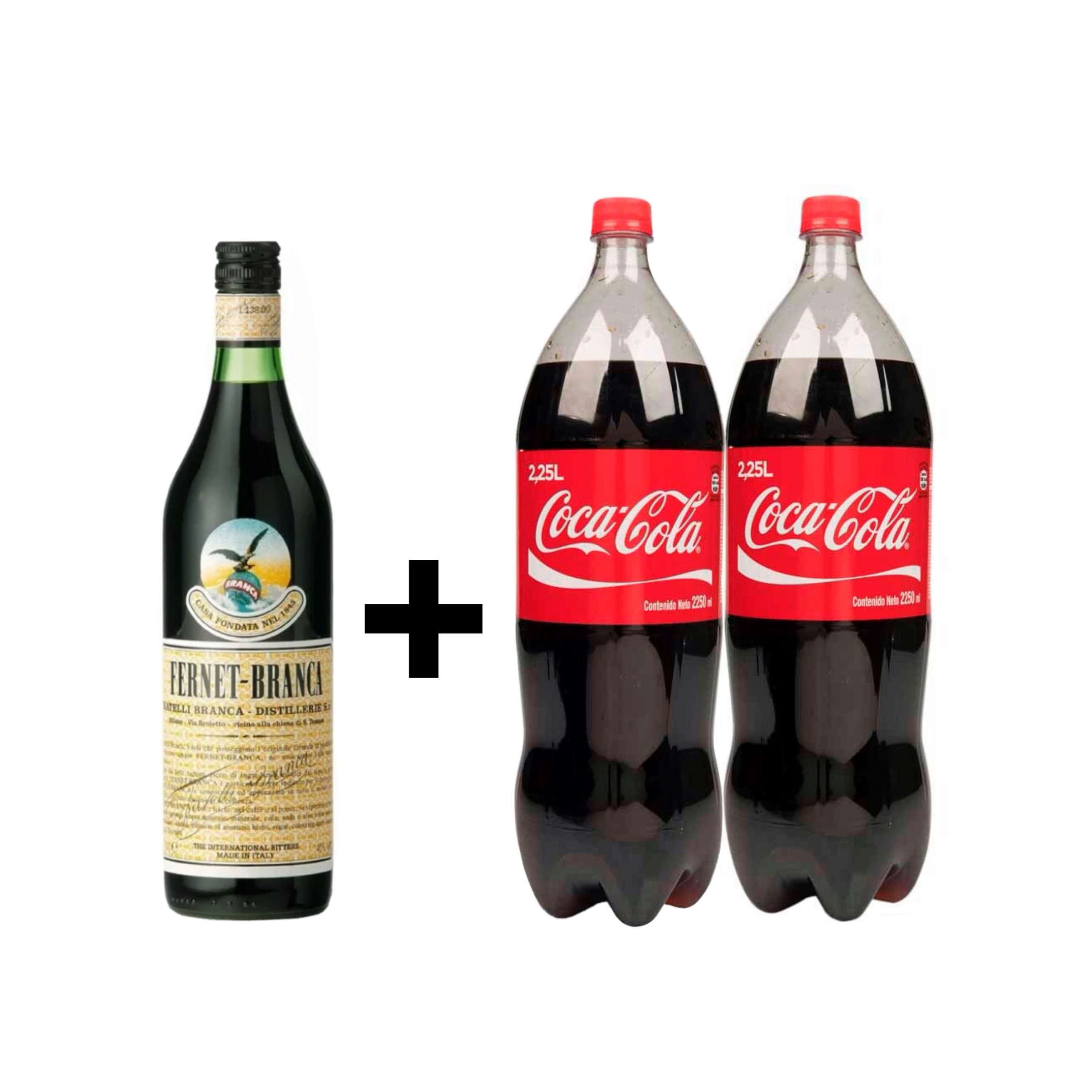 Combo Fernet branca litro + 2 cocas 2,25 L