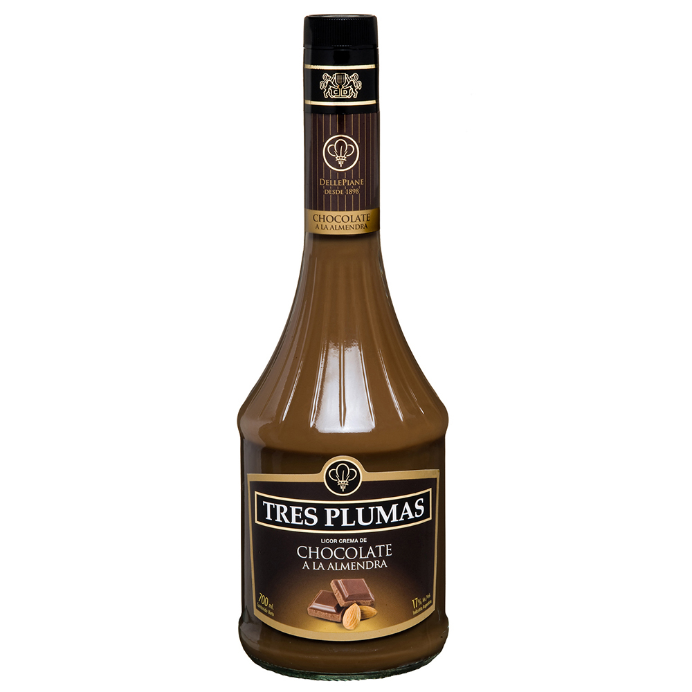 Licor Tres Plumas Chocolate Almendras 